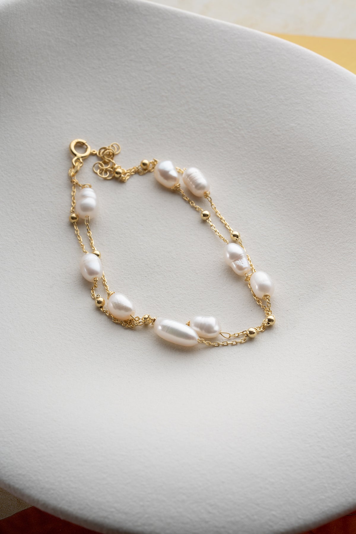 Baroque Pearl Chain Bracelet in Gold