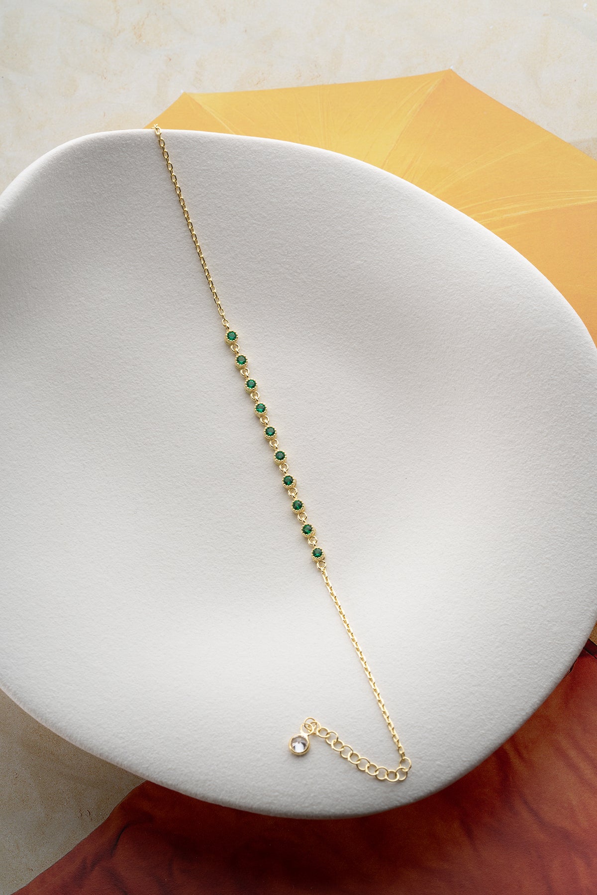 Emerald Green Stone Station Bracelet