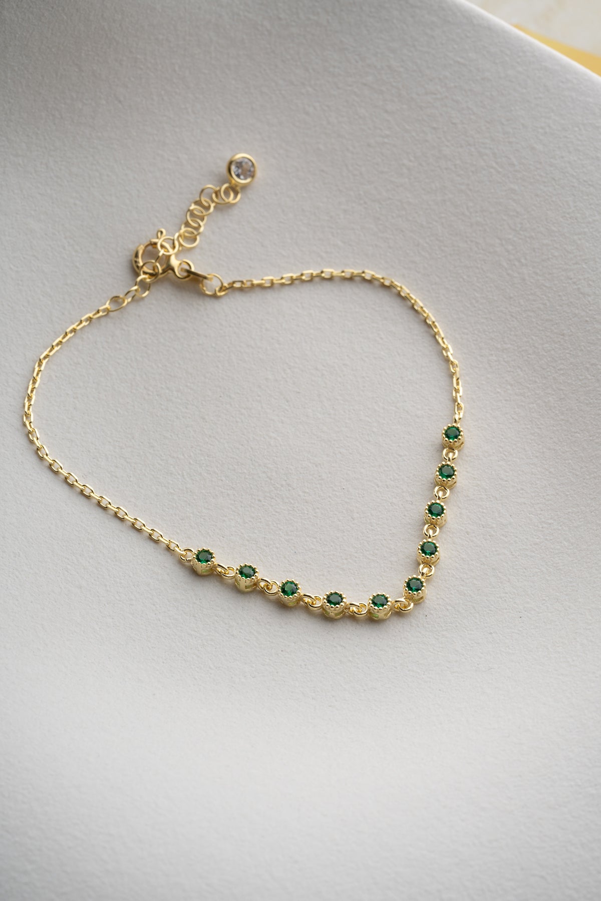 Emerald Green Stone Station Bracelet