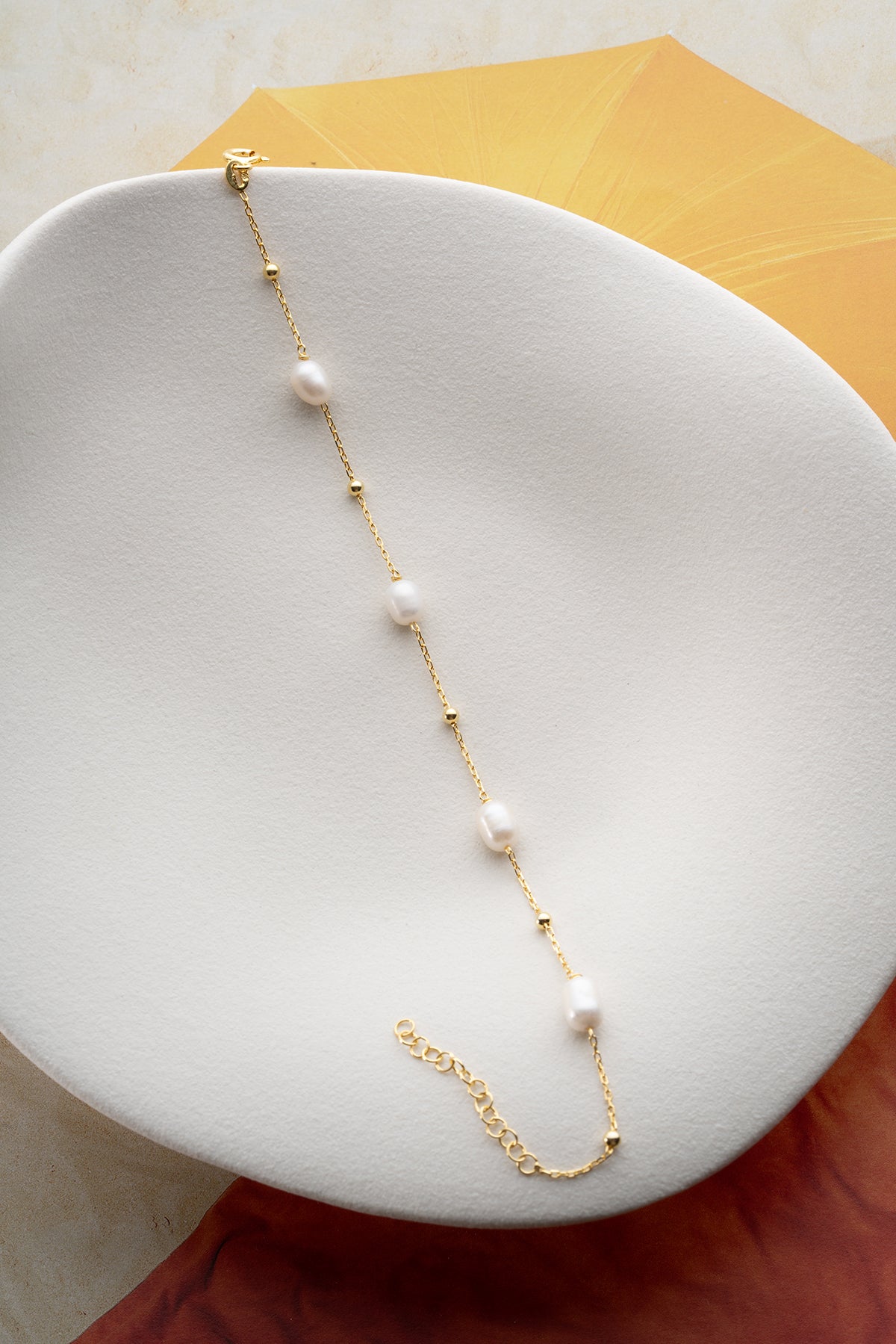 Freshwater Pearl Station Bracelet in Gold
