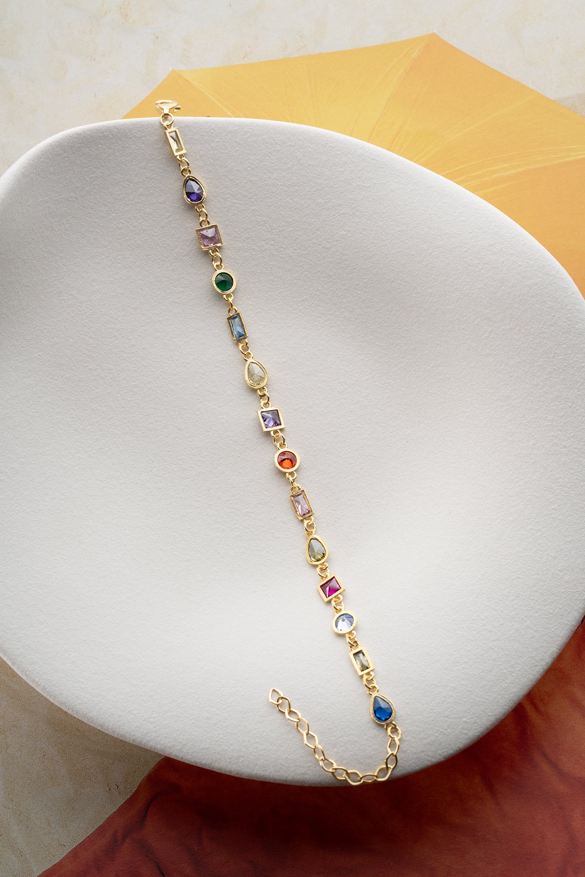 Multicolor Gemstone Link Bracelet
