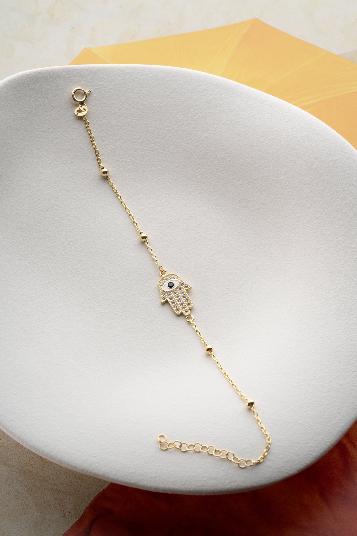 Hamsa Evil Eye Bracelet in Gold