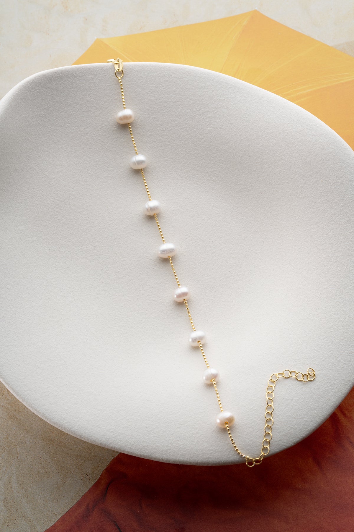 Freshwater Pearl Station Bracelet in Gold