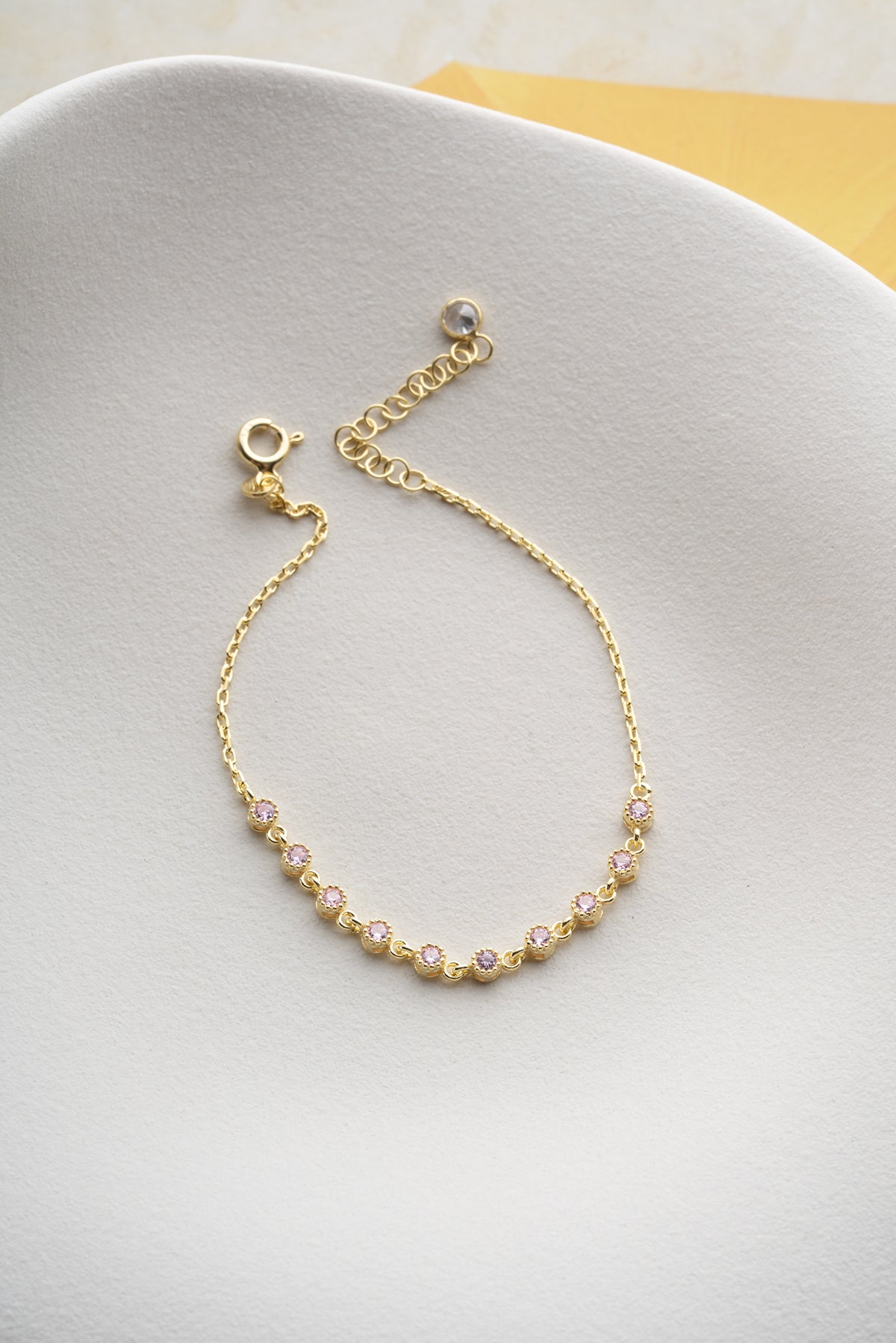Pink Stone Tennis Bracelet in Gold