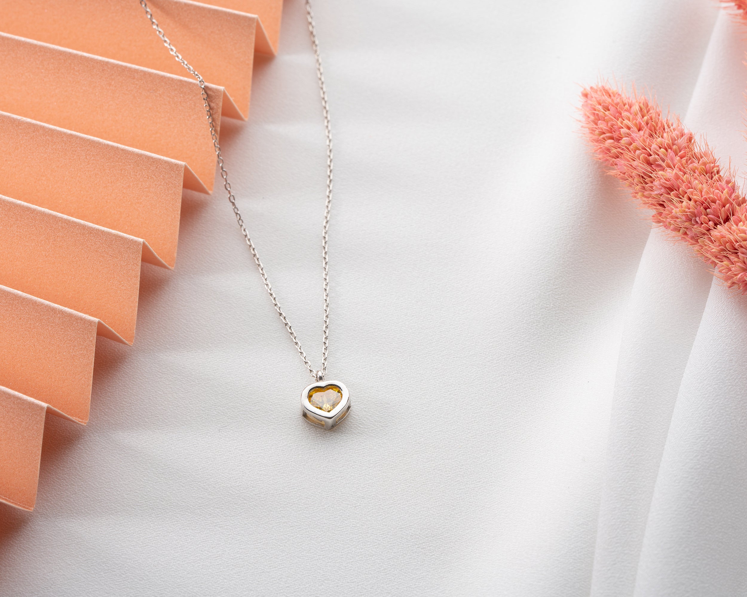 Side by Side Heart Birthstone Necklace