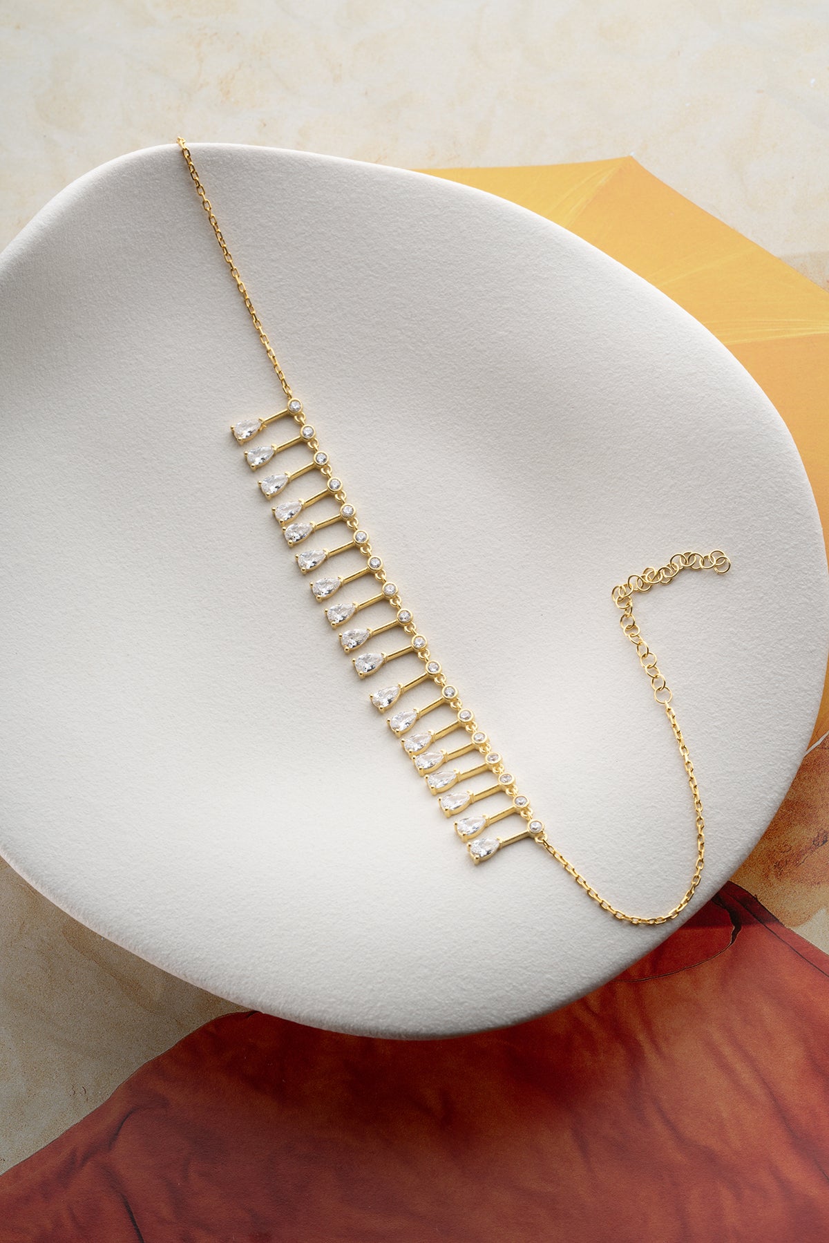 Crystal Fringe Gold Anklet