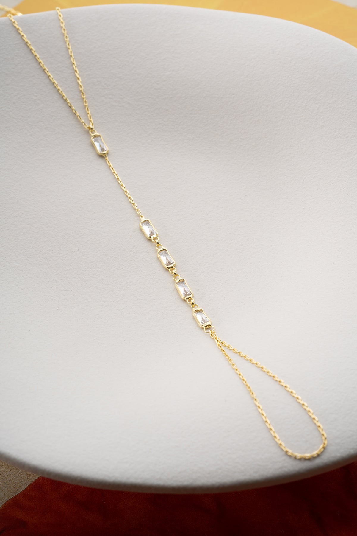 Baguette Crystal Hand Chain Bracelet