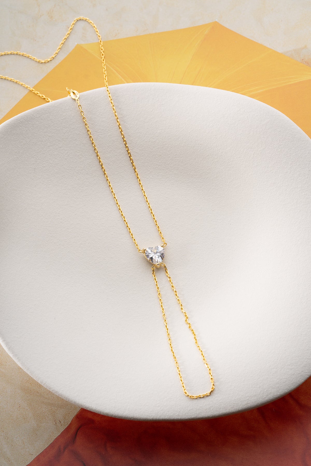 Heart Solitaire Gold Hand Chain Bracelet