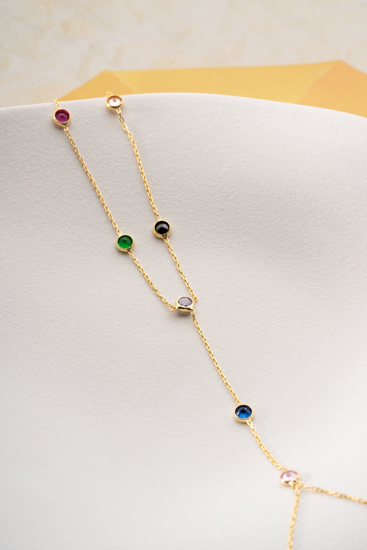 Rainbow Gemstone Hand Chain Bracelet