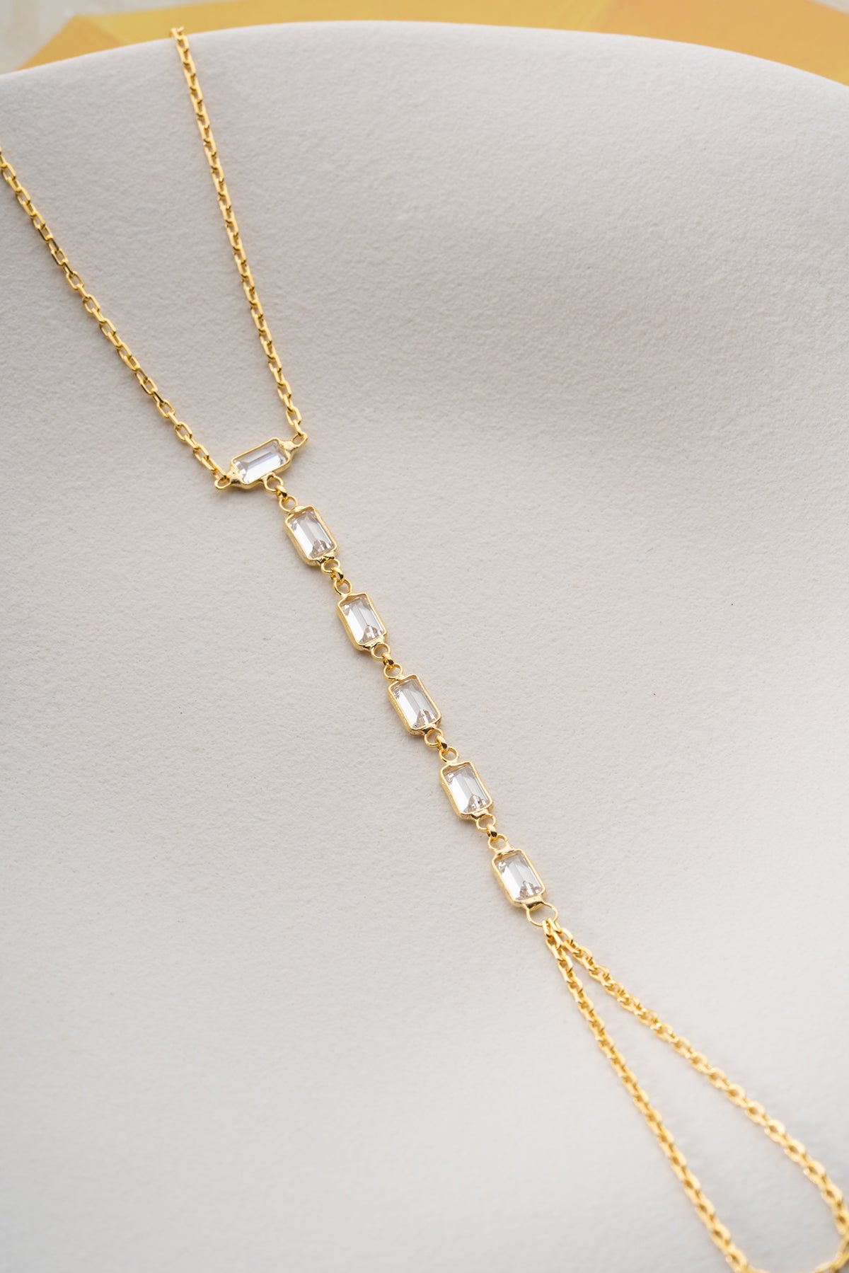 Baguette Crystal Gold Hand Chain Bracelet