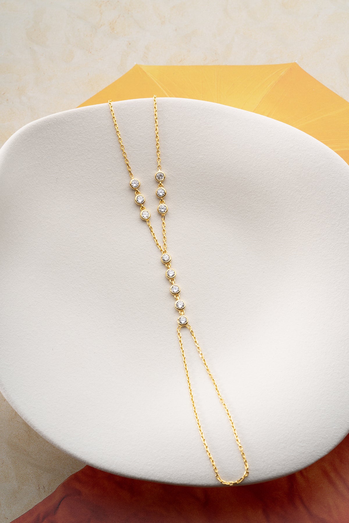 Minimalist Round Stone Hand Chain Bracelet