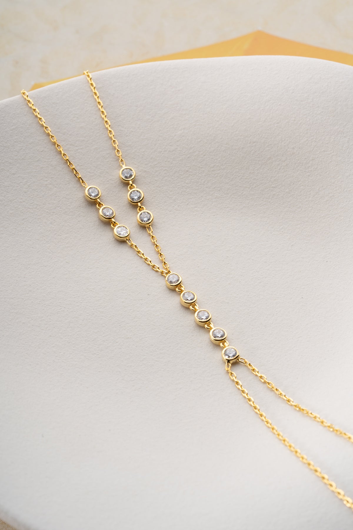 Minimalist Round Stone Hand Chain Bracelet