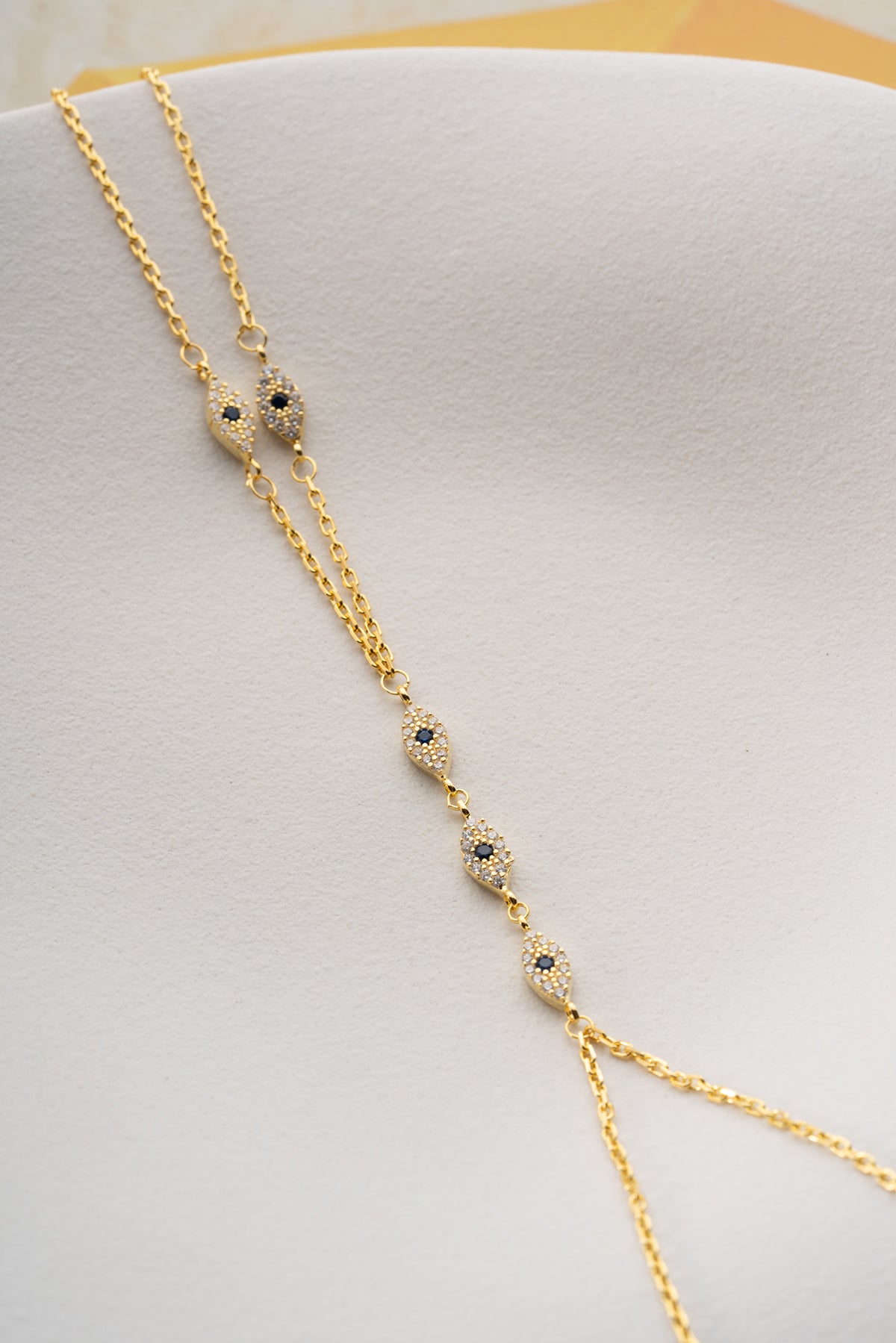 Evil Eye Pave Hand Chain Bracelet