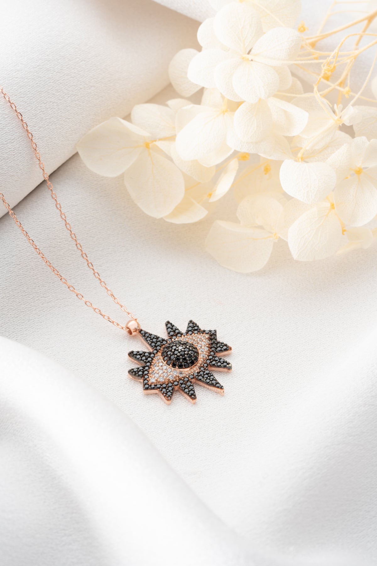 Sunburst Evil Eye Pendant Necklace
