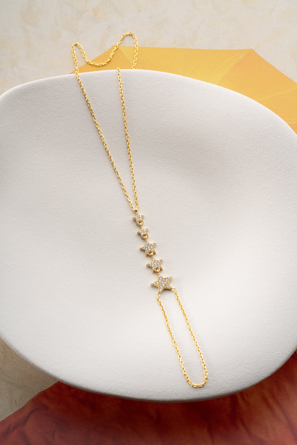 Pave Star Cluster Hand Chain Bracelet
