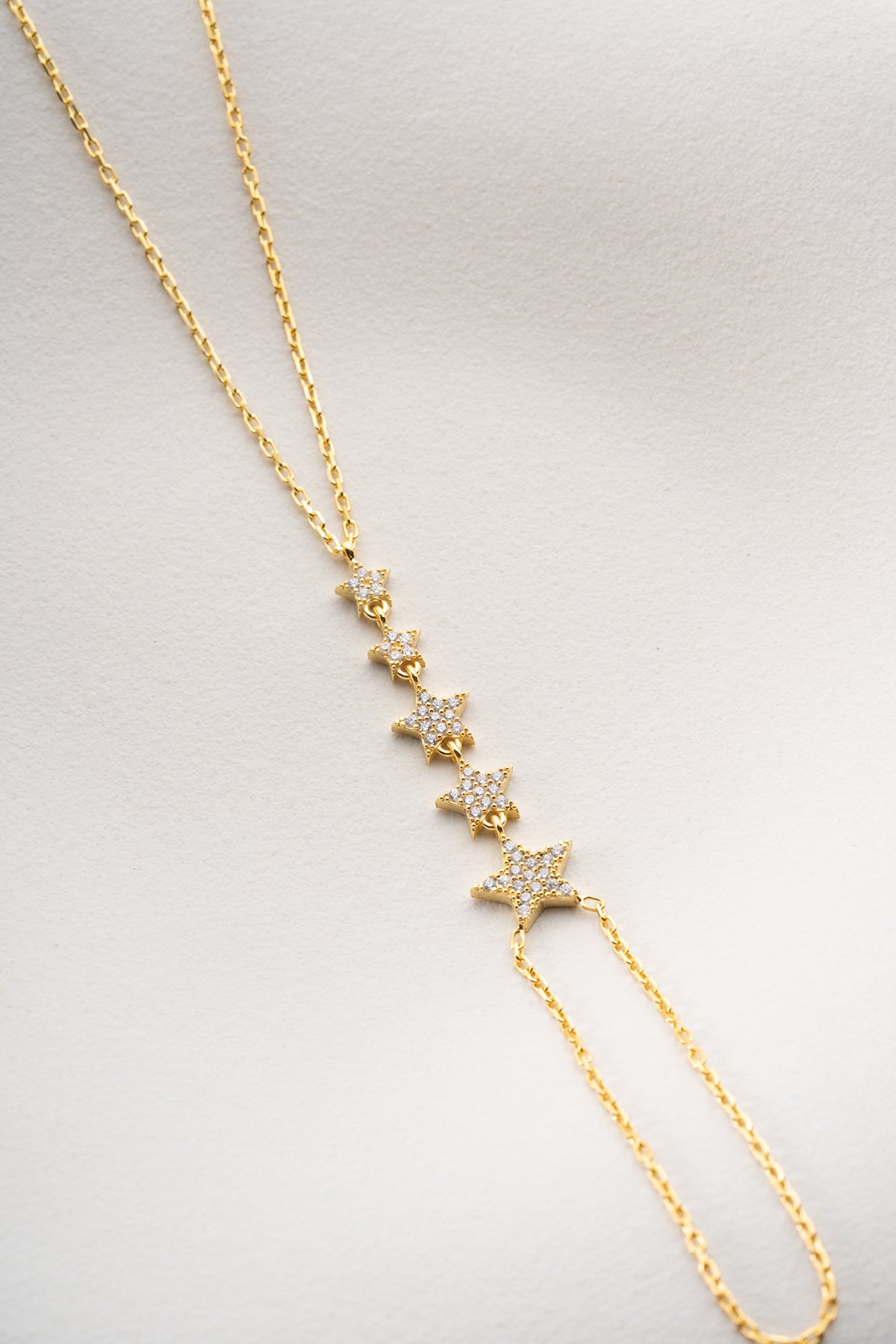 Pave Star Cluster Hand Chain Bracelet