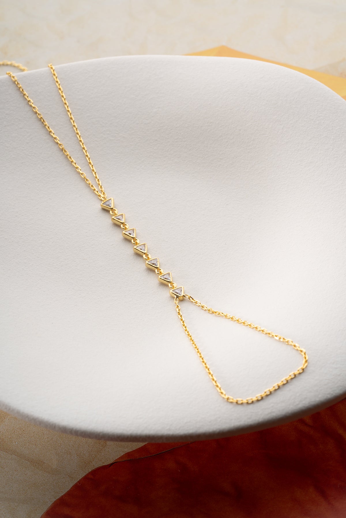 Triangle Crystal Hand Chain Bracelet in Gold