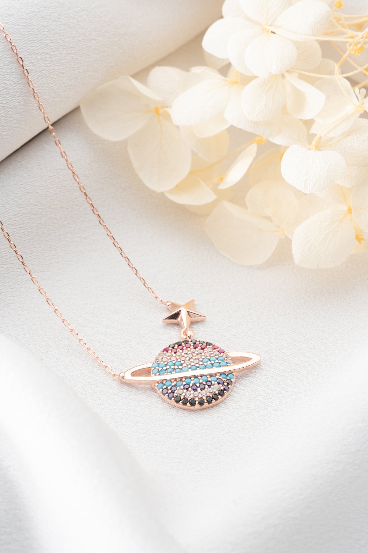 Pave Saturn Star Necklace