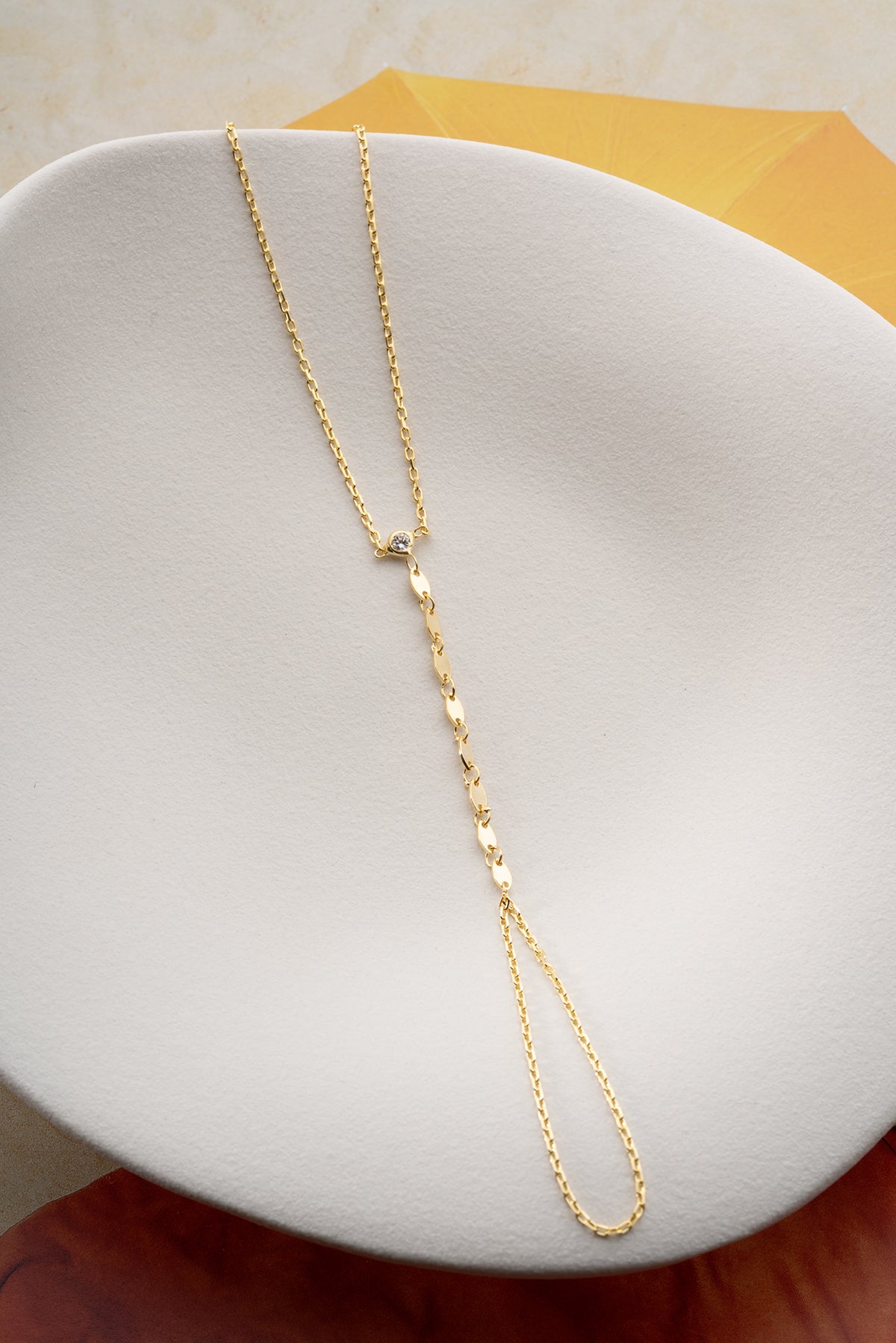 Sequin Chain Crystal Hand Bracelet in Gold