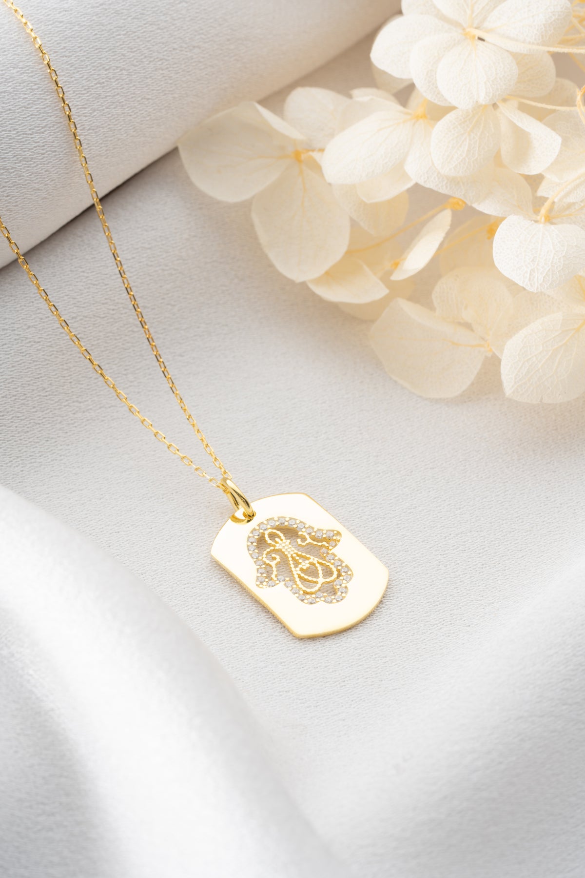 Hamsa Hand Dog Tag Necklace