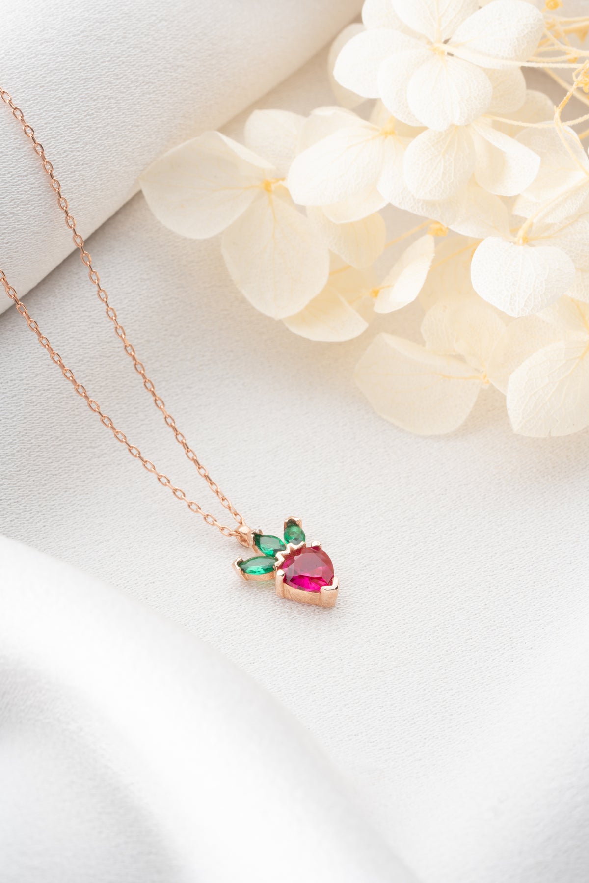 Strawberry Gemstone Pendant Necklace