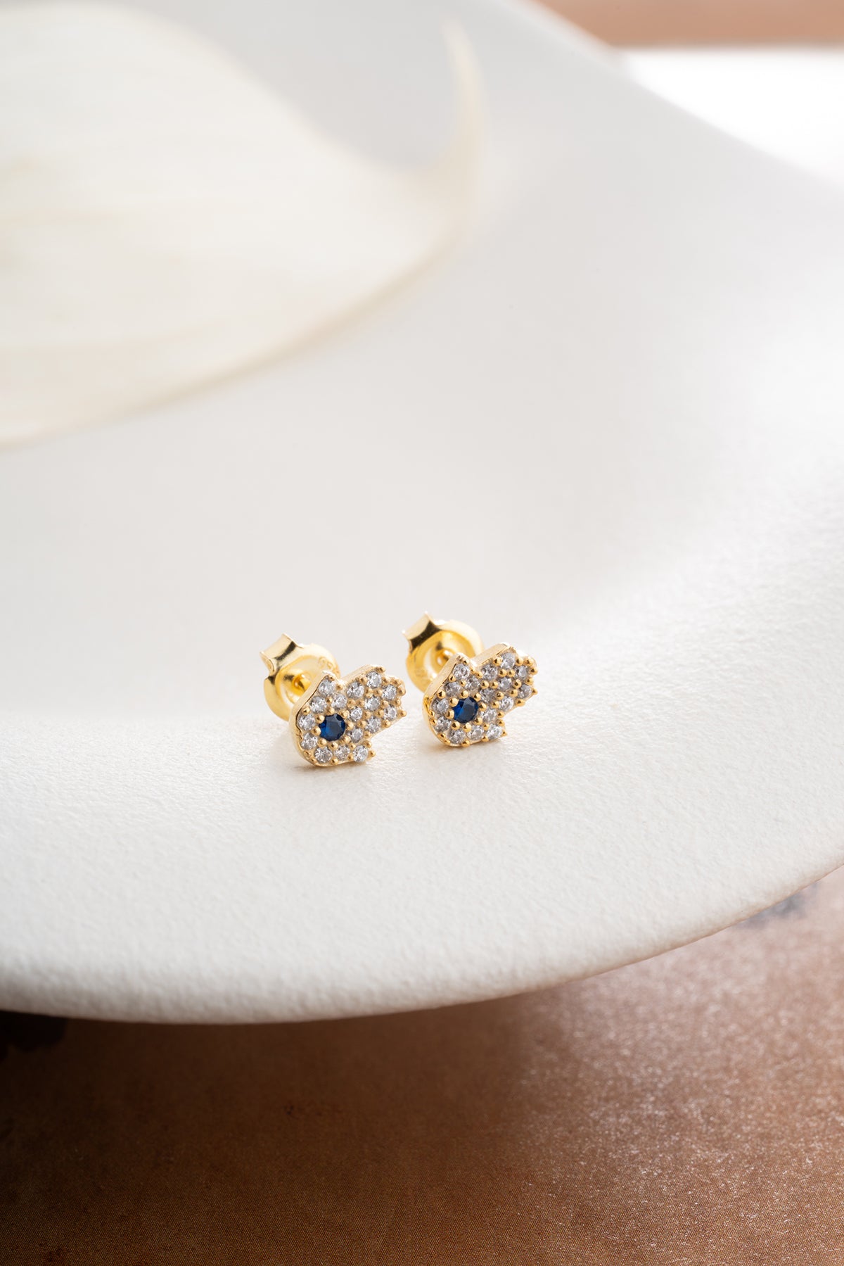 Hamsa Hand Evil Eye Stud Earrings