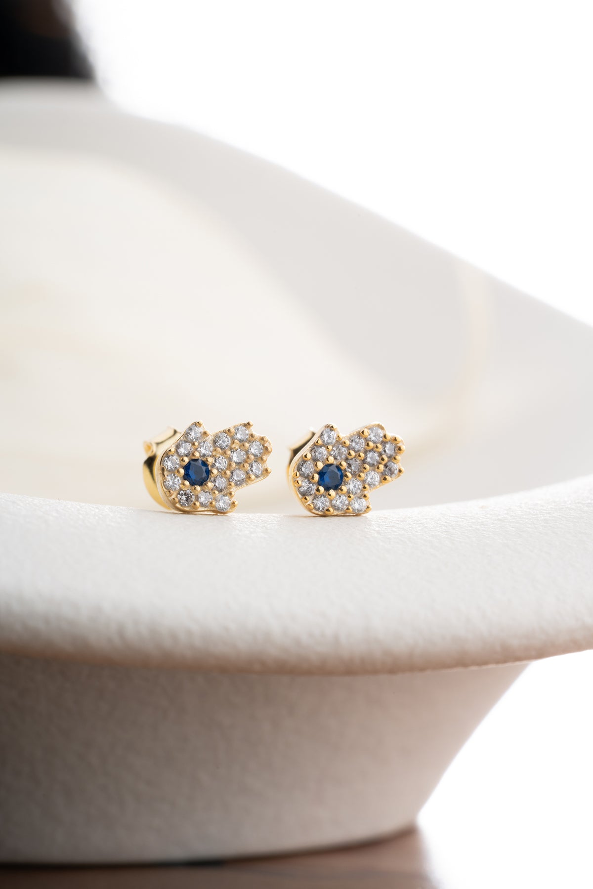 Hamsa Hand Evil Eye Stud Earrings
