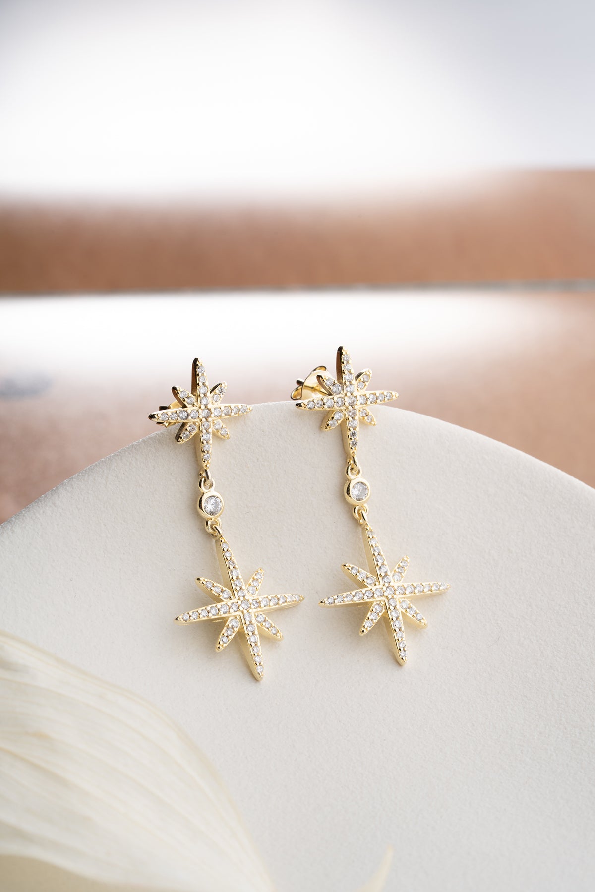 Celestial Double Star Drop Earrings