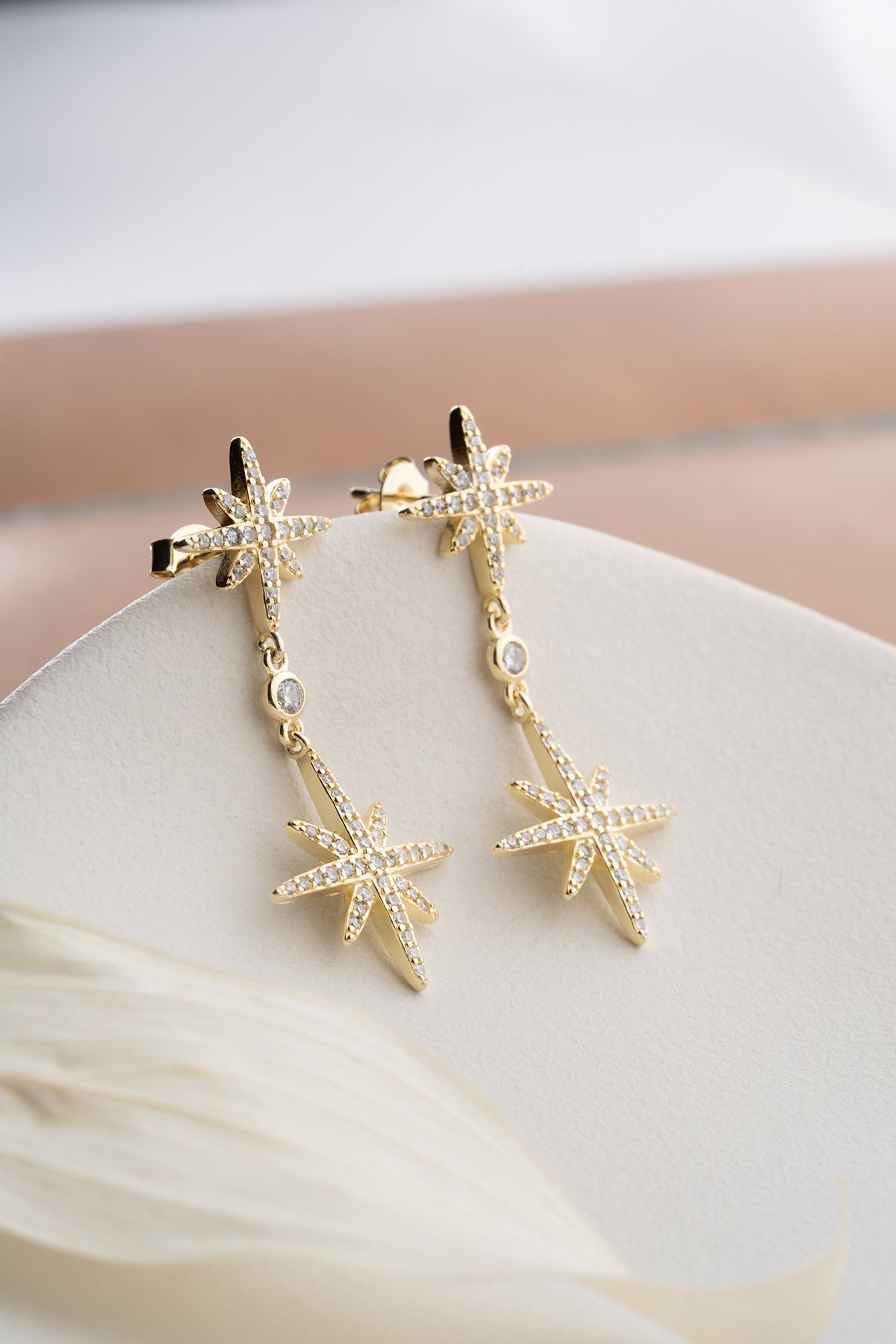 Celestial Double Star Drop Earrings
