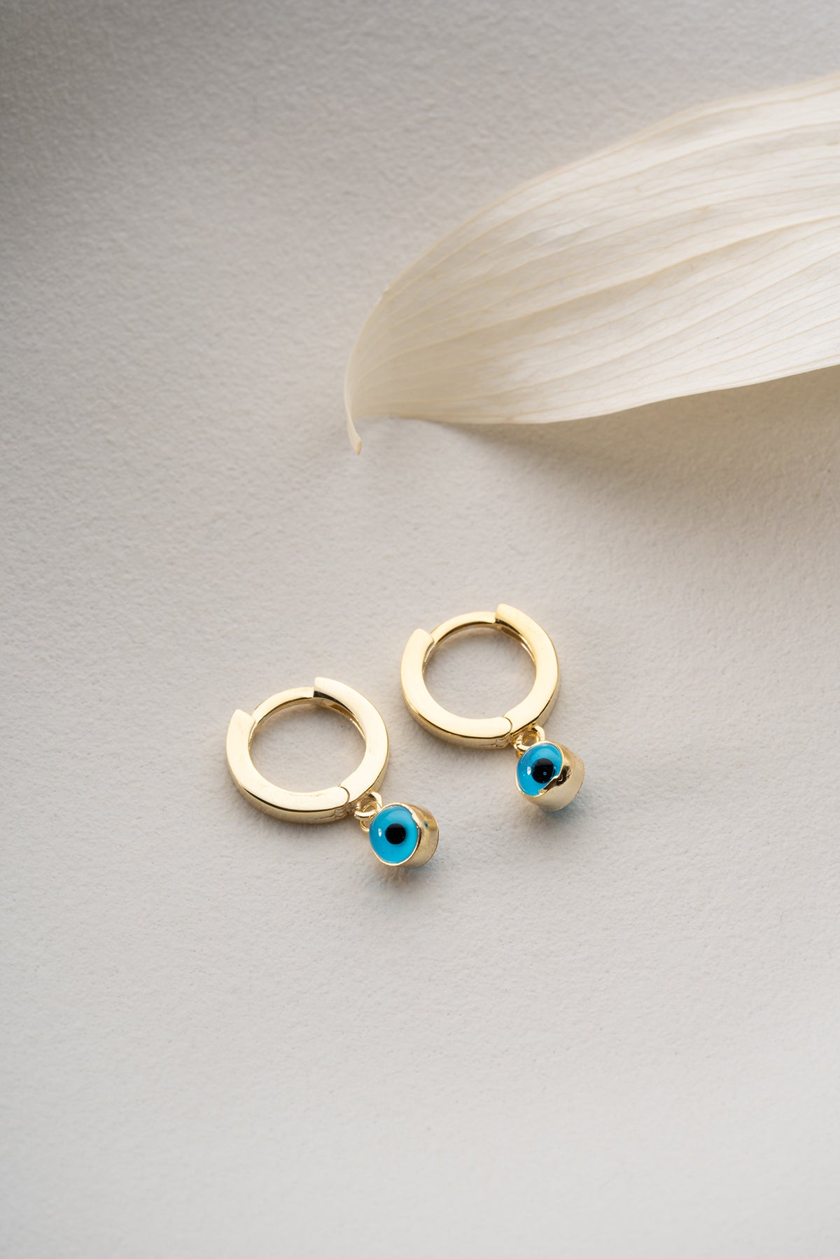 Evil Eye Gold Huggie Hoop Earrings