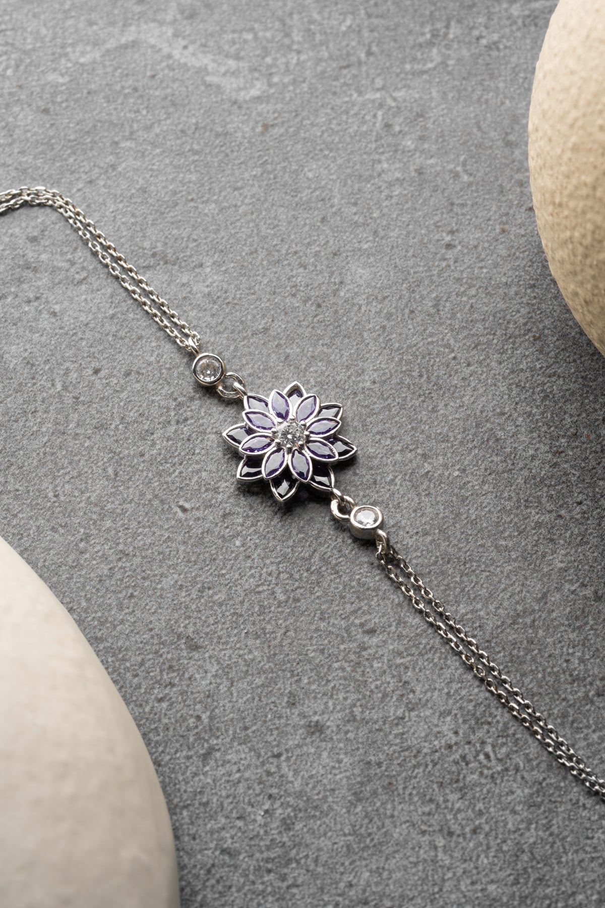 Lavender Flower Charm Bracelet