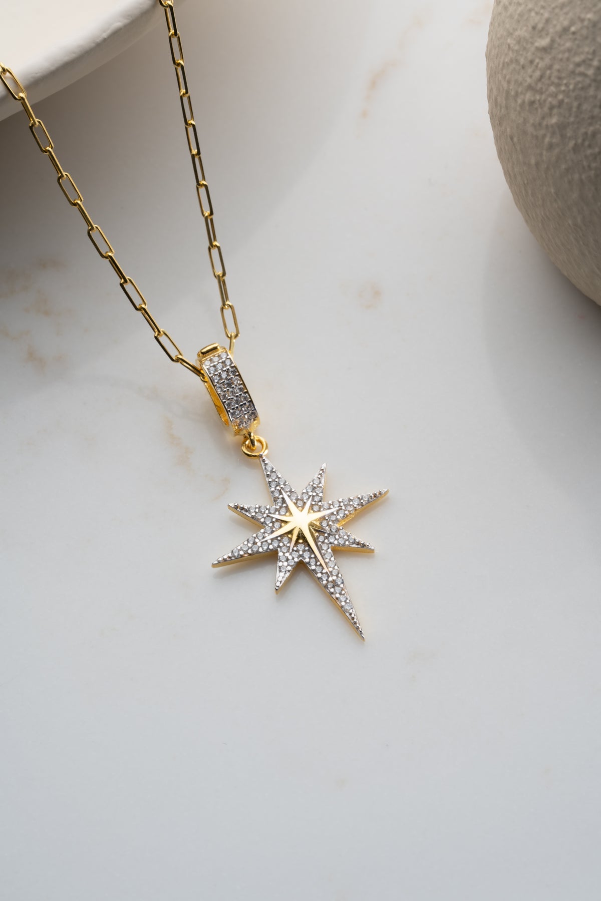 North Star Pendant Necklace in Gold