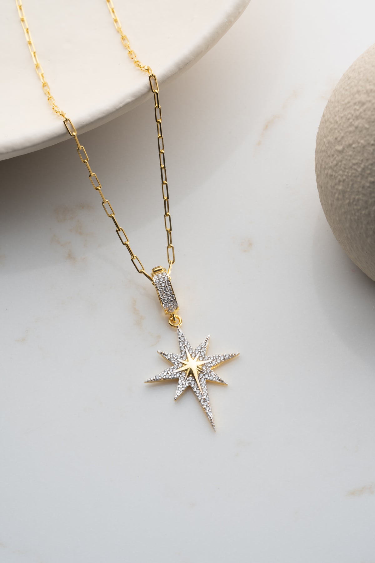 North Star Pendant Necklace in Gold