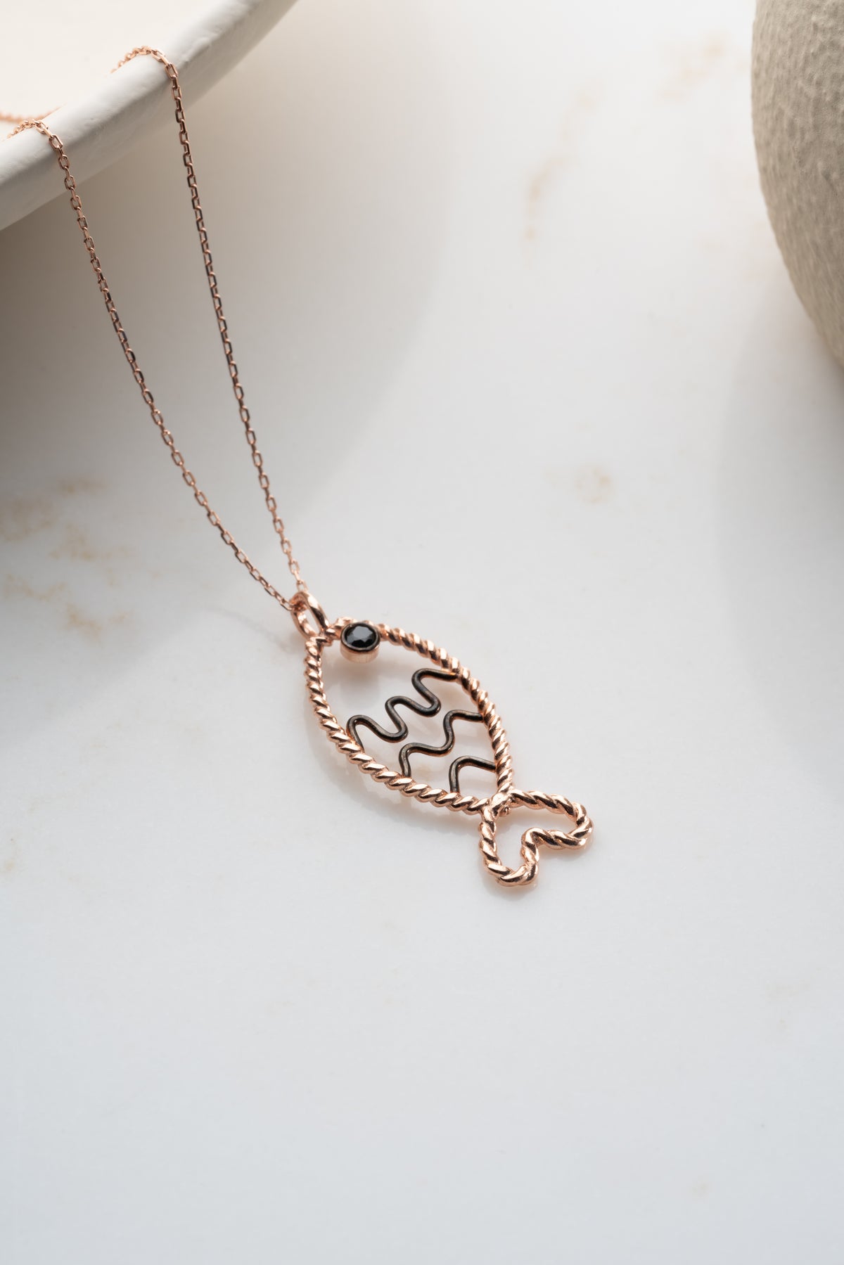 Rose Gold Fish Pendant Necklace