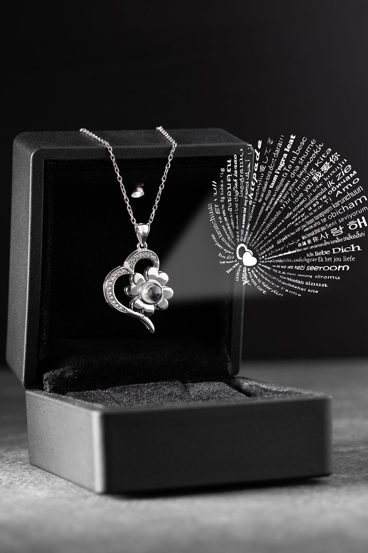 Heart and Flower Charm Pendant Necklace
