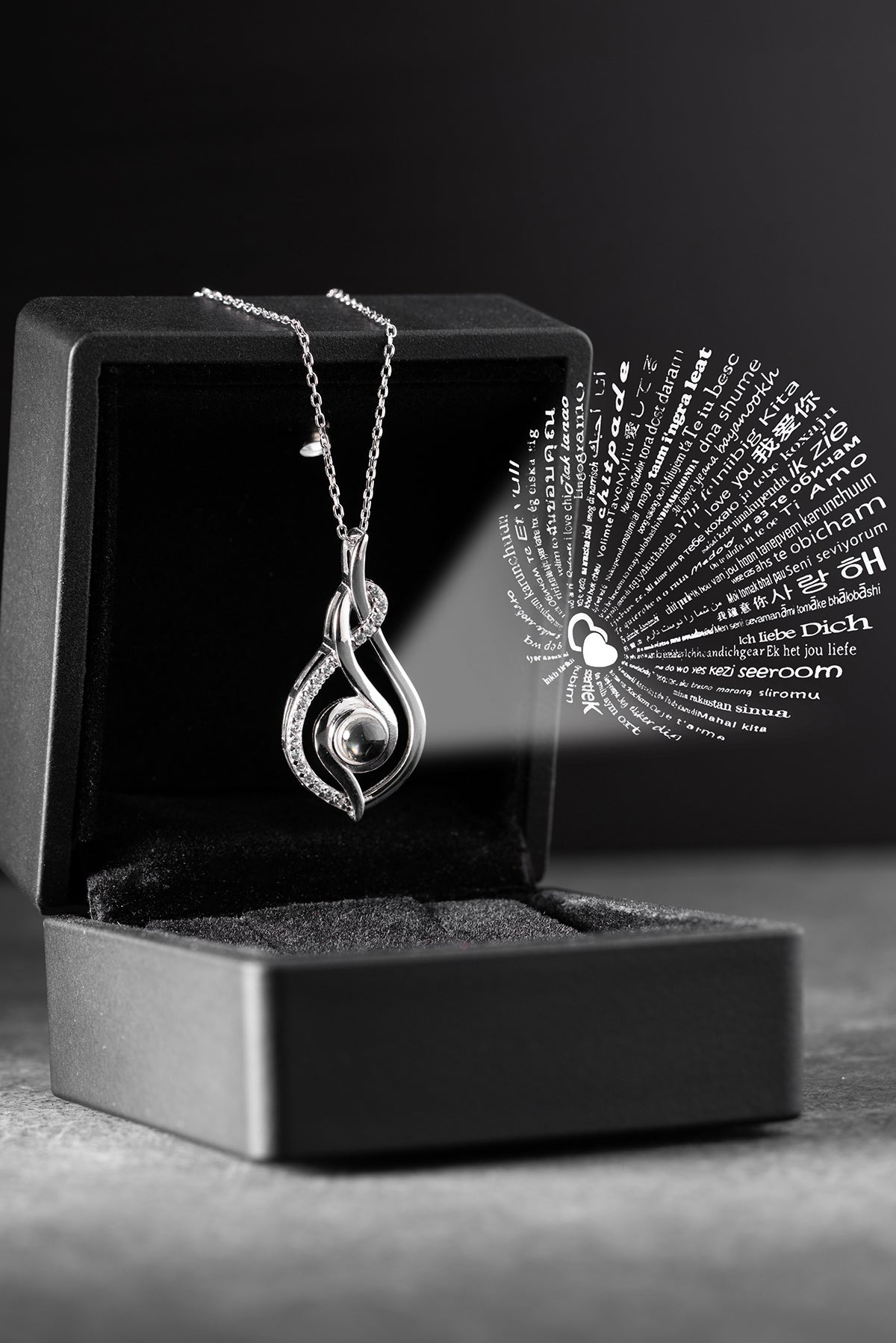 Silver Pave Teardrop Pendant Necklace