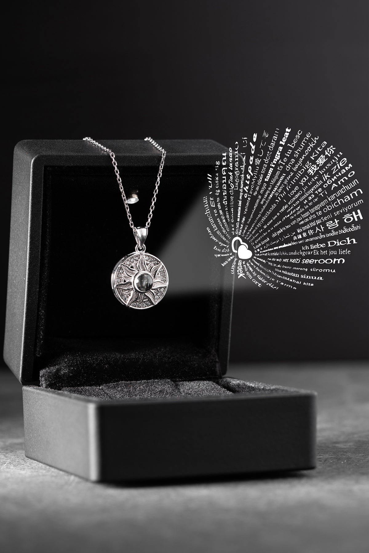 Sun Medallion Necklace with Black Stone