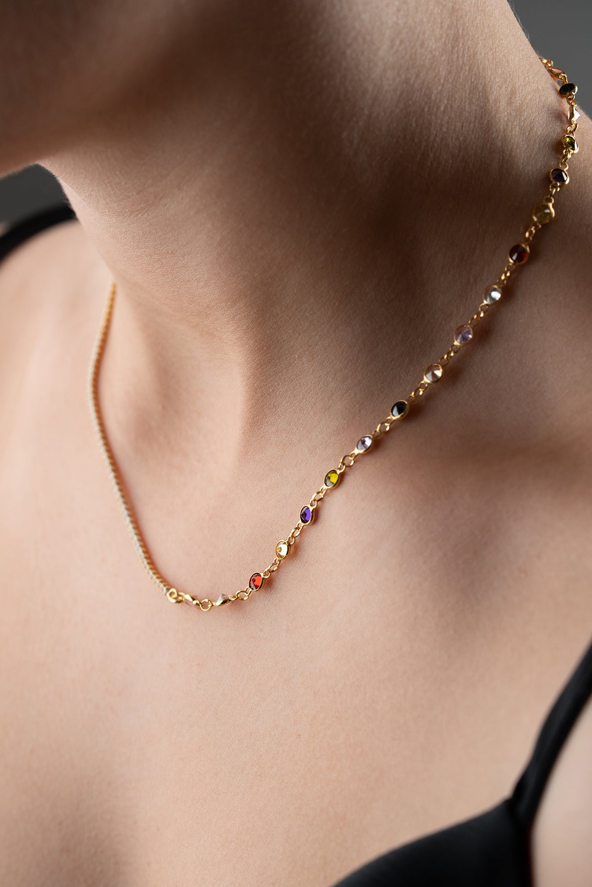 Layered Crystal Rainbow Gemstone Necklace