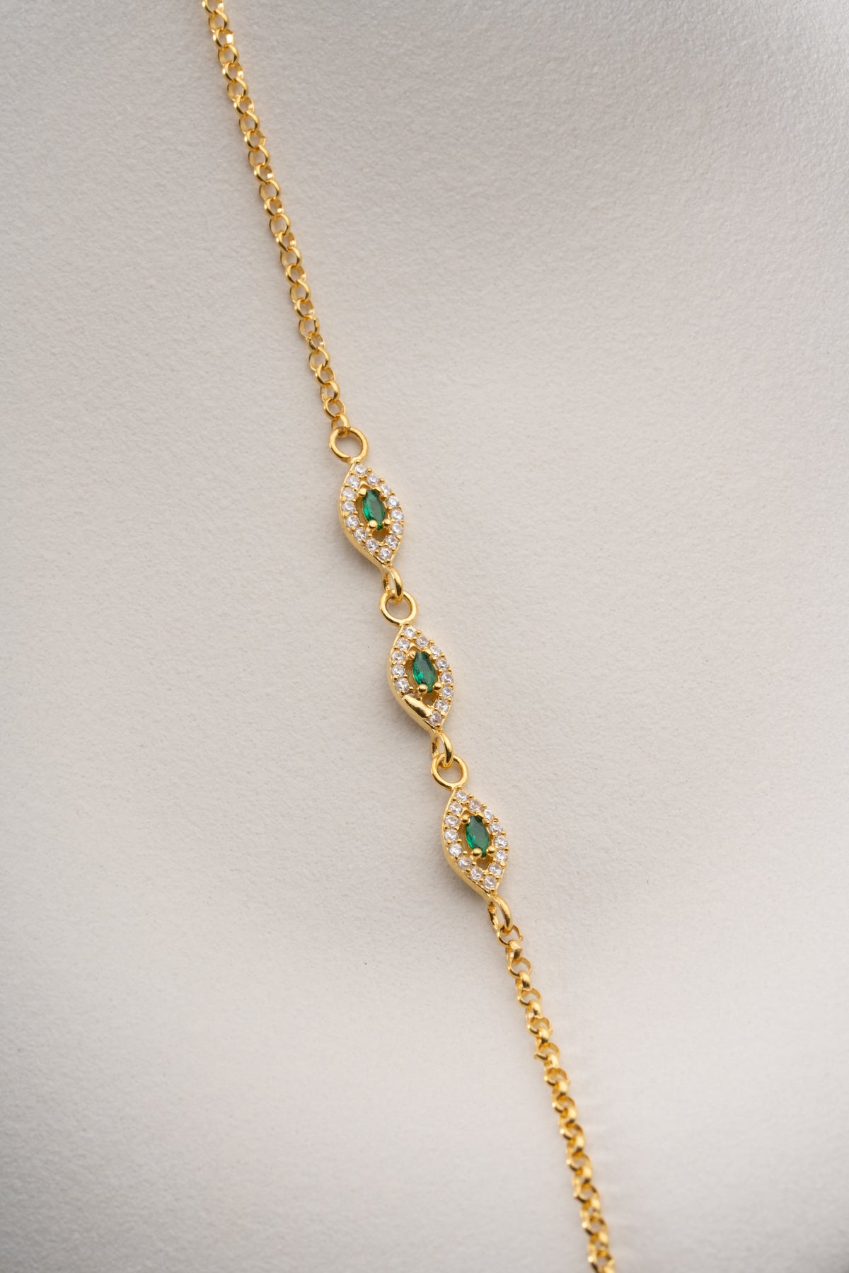 Emerald Marquise Eye Link Bracelet