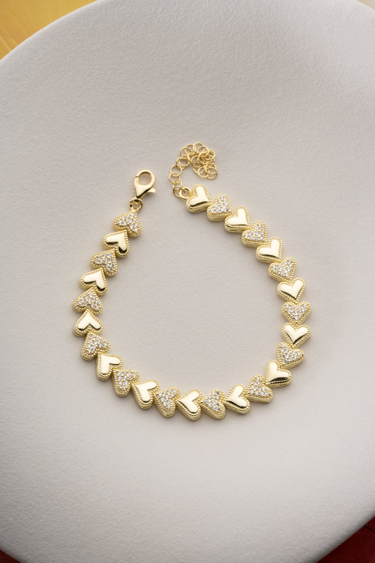 Heart Link Cascade Bracelet in Gold