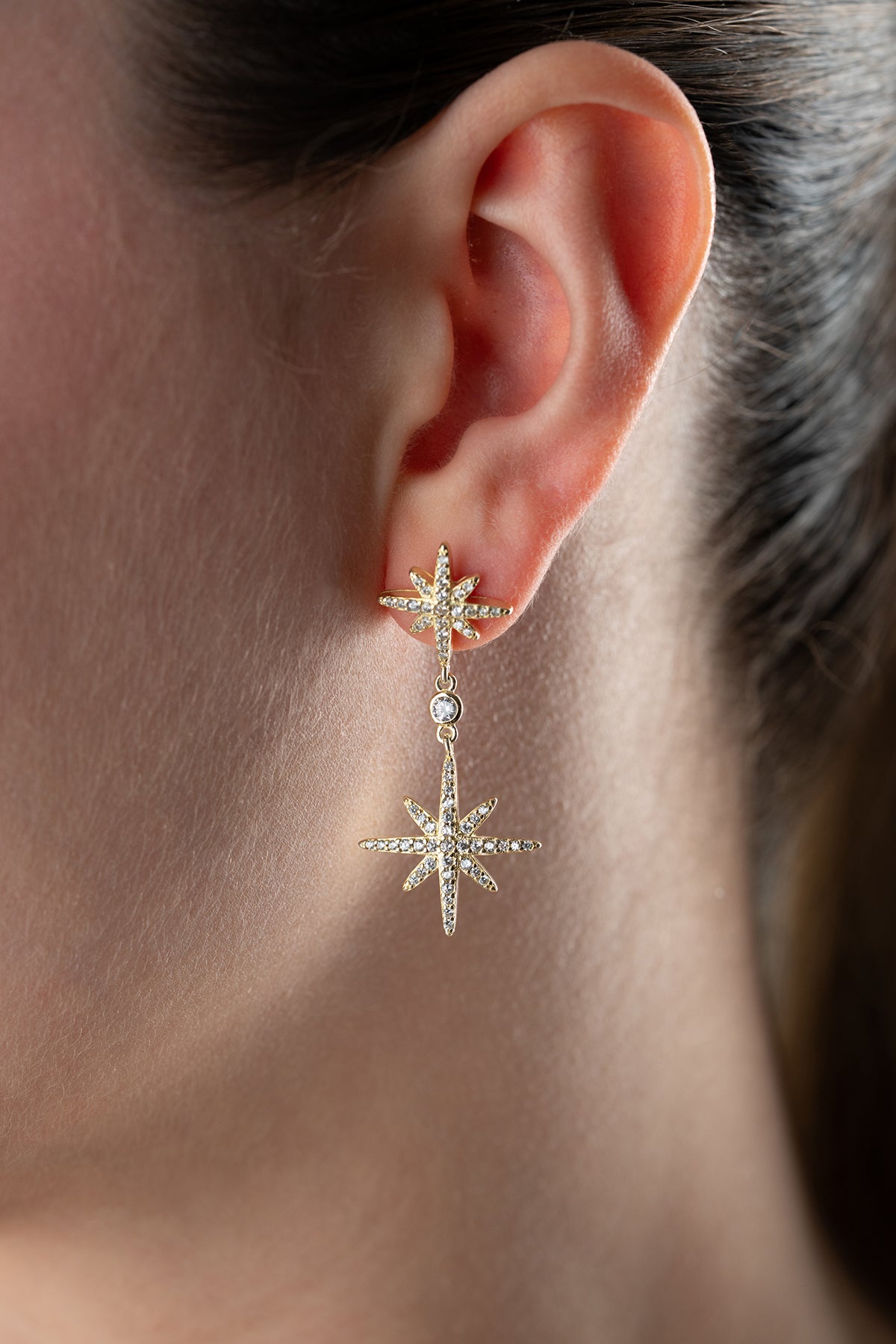 Celestial Double Star Drop Earrings
