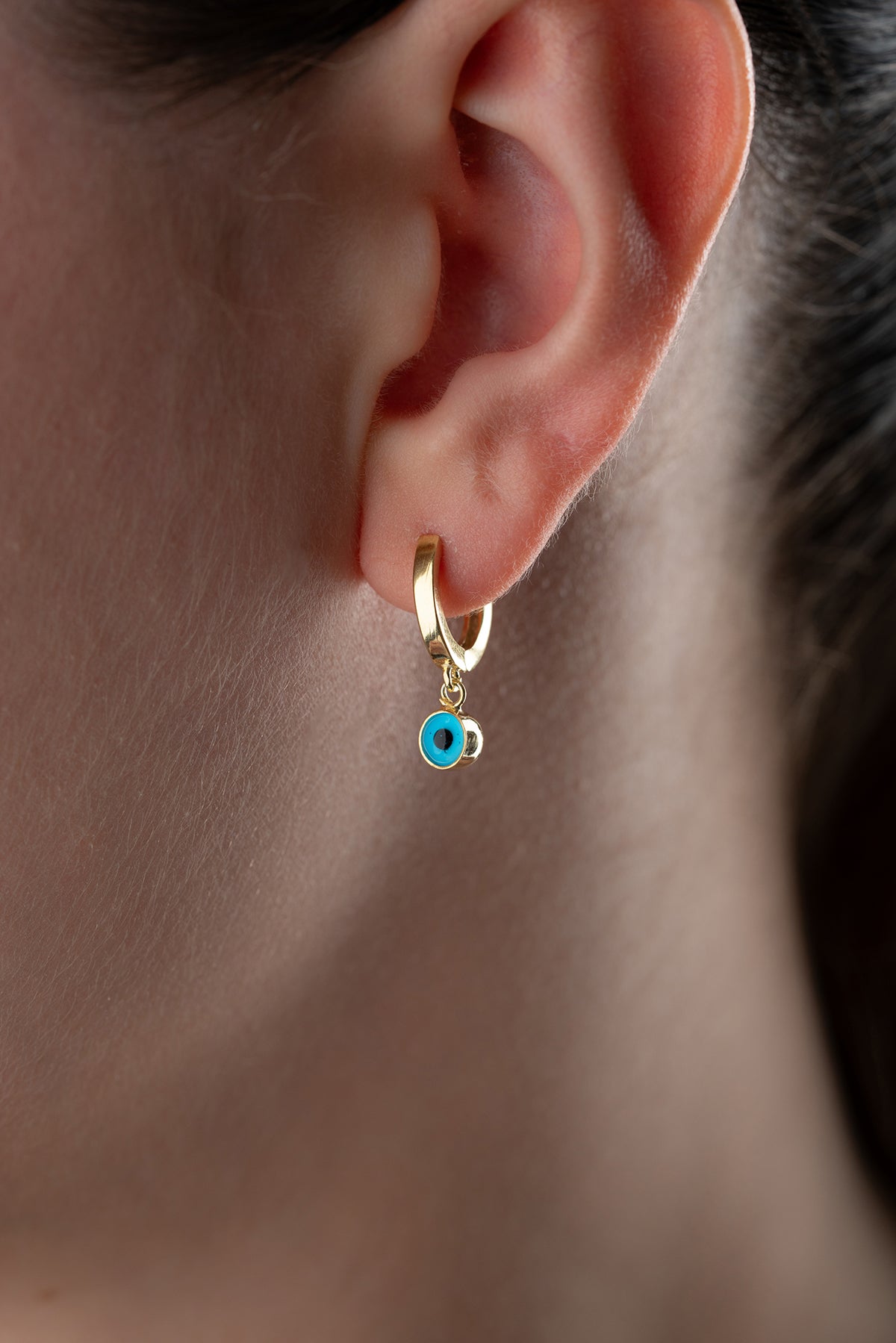 Evil Eye Gold Huggie Hoop Earrings