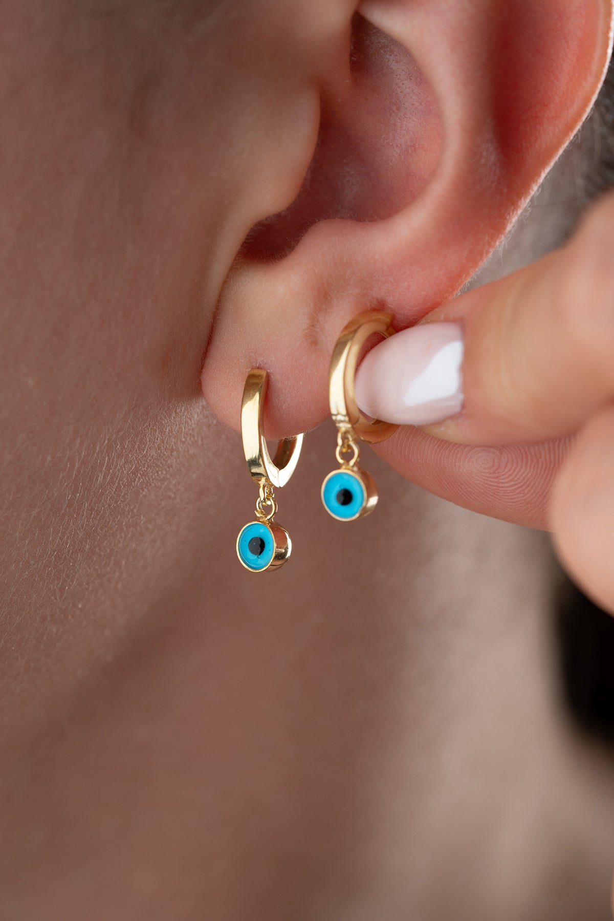 Evil Eye Gold Huggie Hoop Earrings