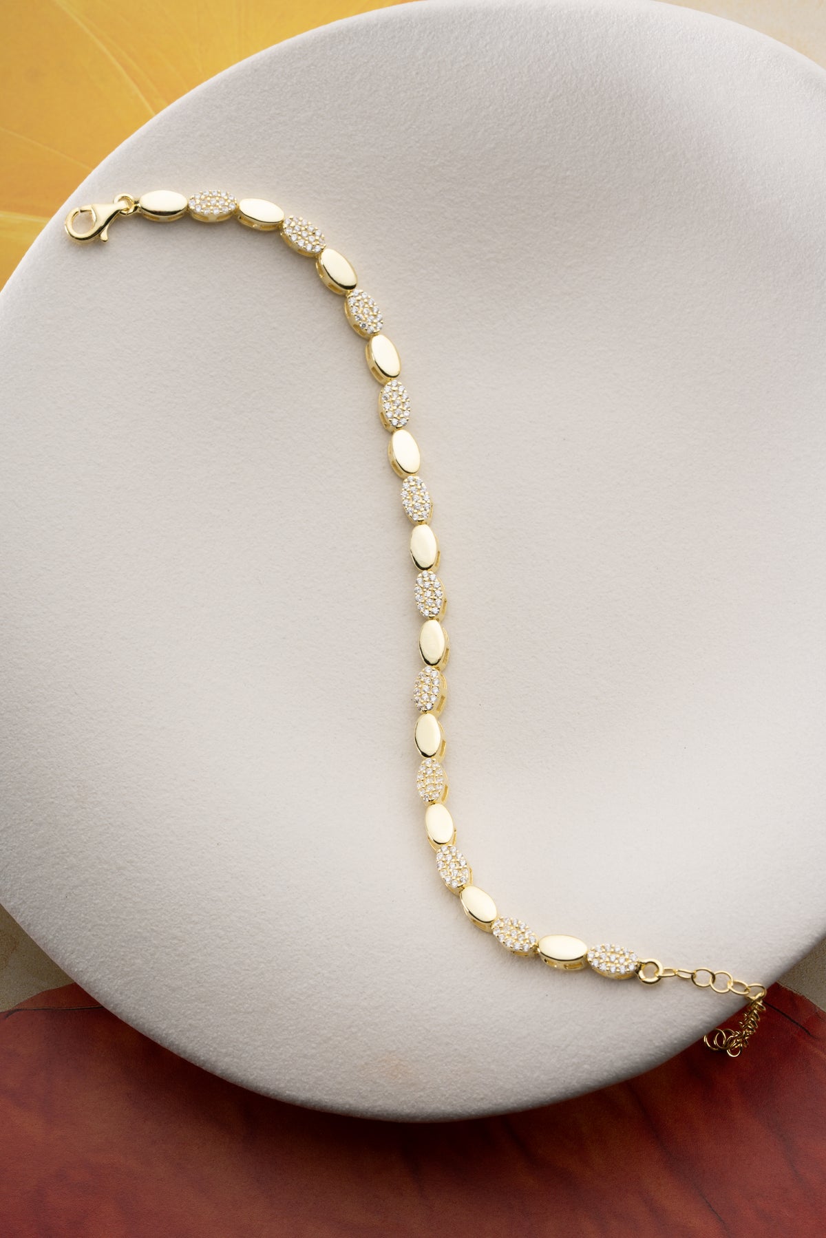 Oval Pave Drop Link Bracelet