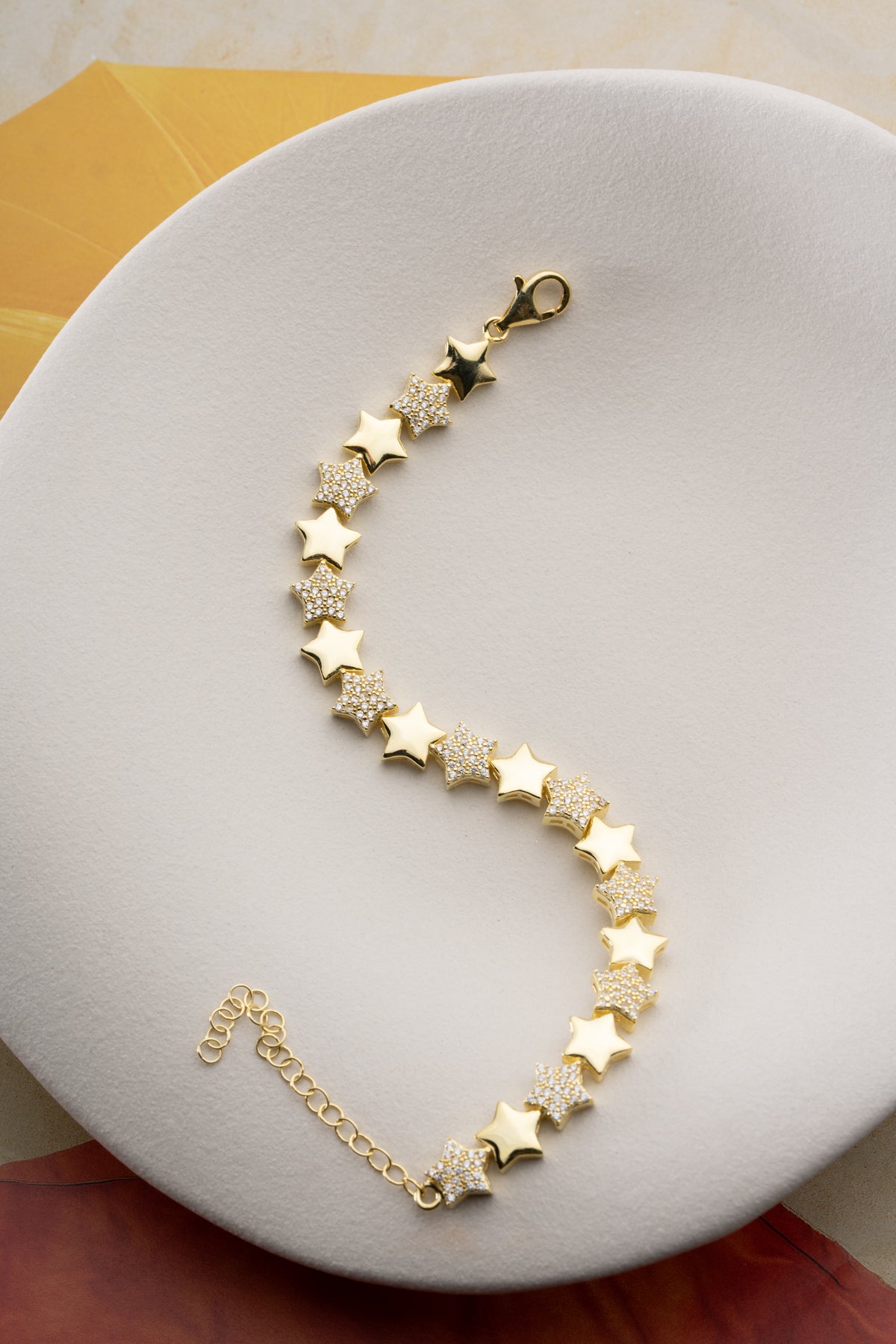 Gold Star Link Tennis Bracelet