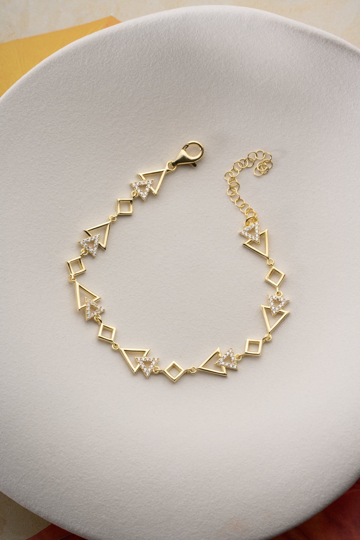Geometric Triangle Charm Bracelet in Gold