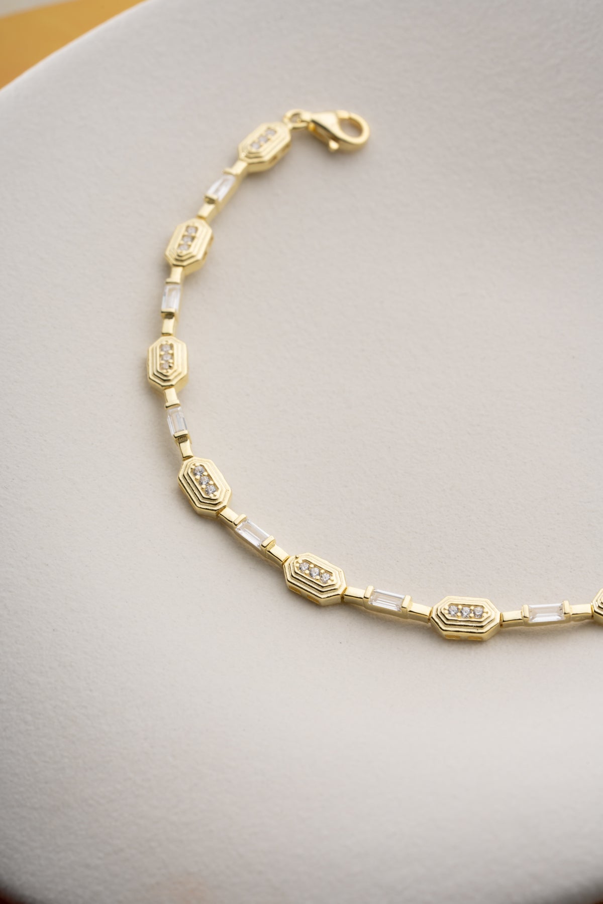 Baguette Cut Station Tennis Bracelet
