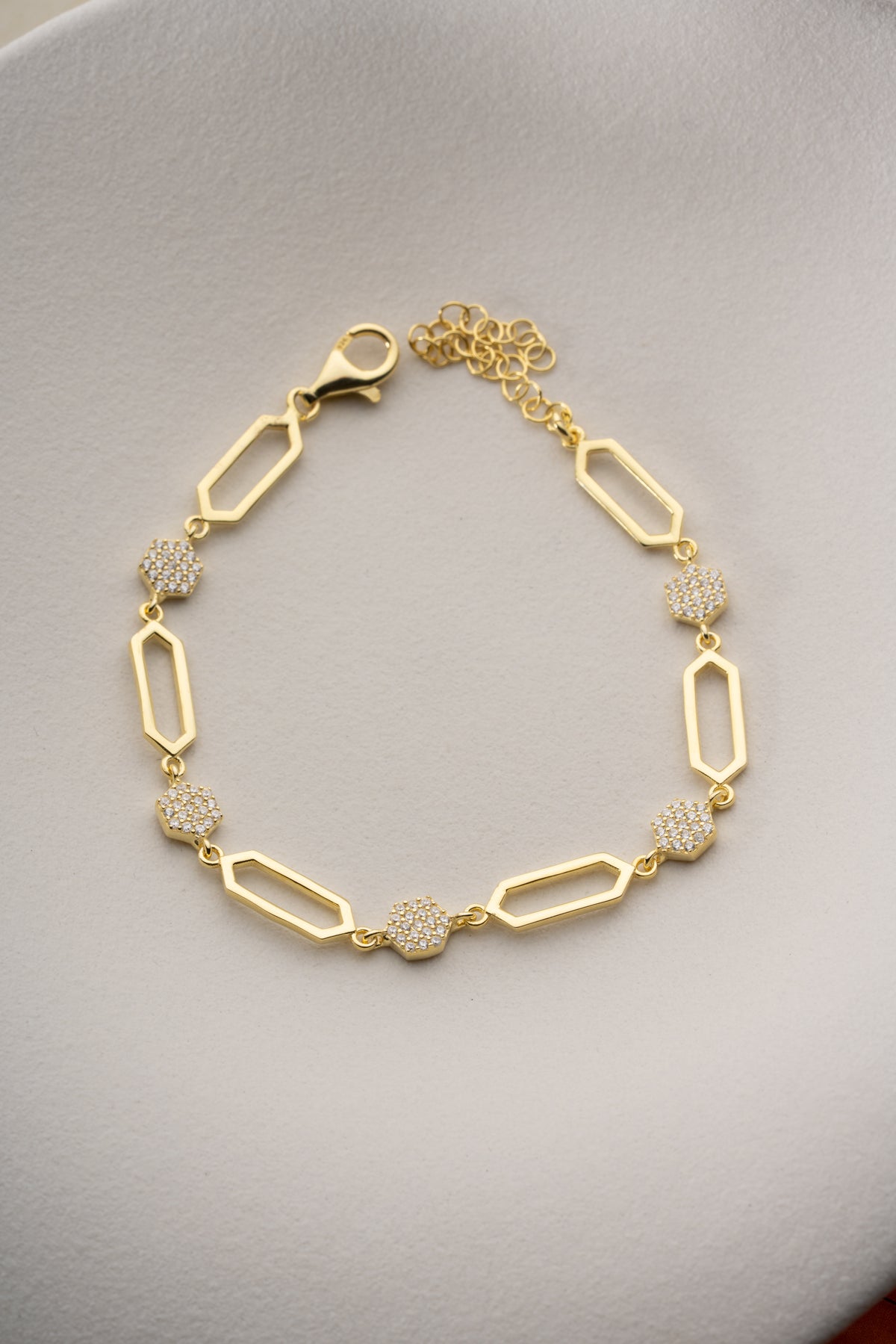 Gold Hexagon Link Chain Bracelet