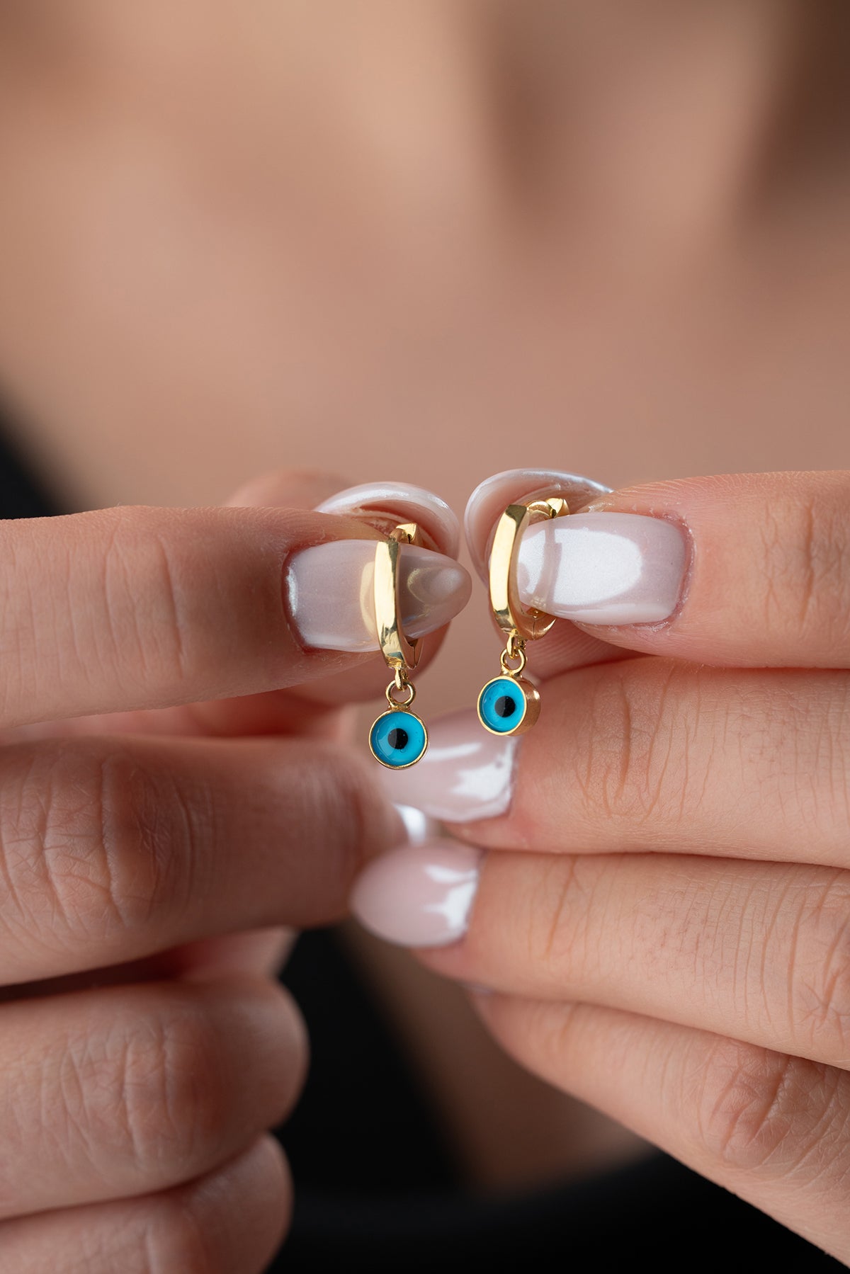 Evil Eye Gold Huggie Hoop Earrings
