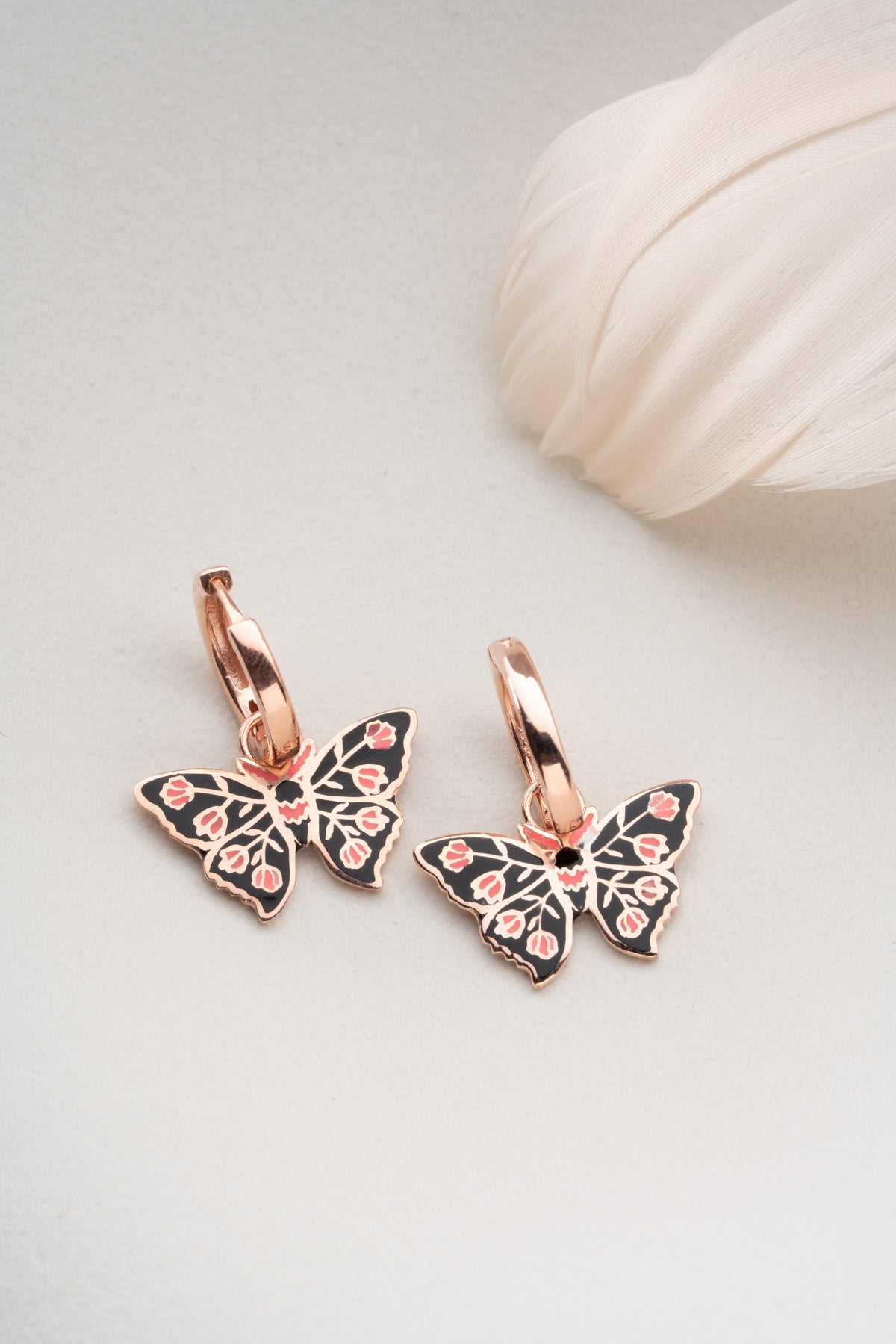 Colorful Enamel Butterfly Huggie Earrings